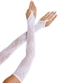 LEG AVENUE - EXTRA LANGE ARMWÄRMERHANDSCHUHE MIT BLUMENSPITZE, WEISS