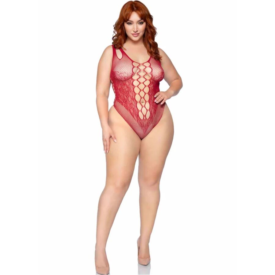 LEG AVENUE - 81641X NAHTLOSER BODY, BURGUNDER, GRÖSSE 1X/2X
