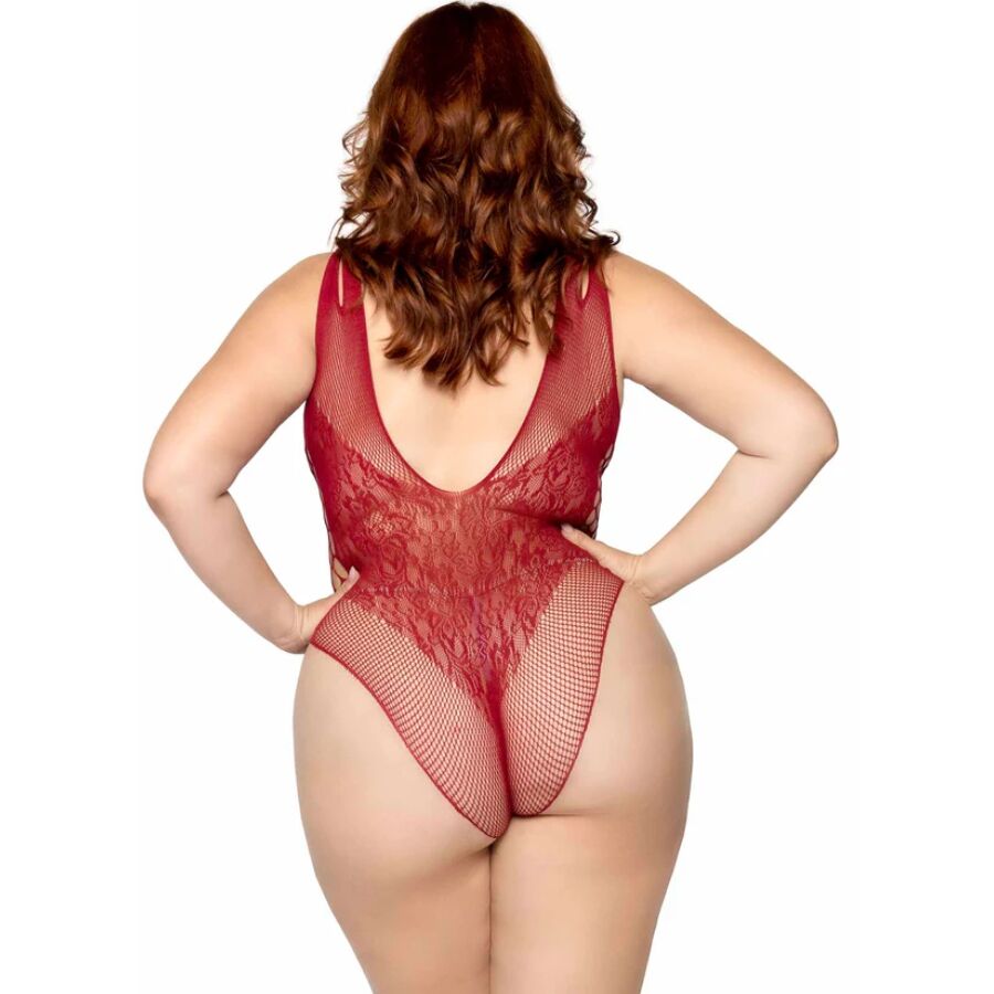 LEG AVENUE - 81641X NAHTLOSER BODY, BURGUNDER, GRÖSSE 1X/2X