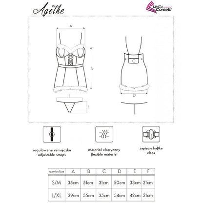 LIVCO CORSETTI FASHION - AGETHE LC 90607 CHEMISE + STRING + WEIHNACHTSMÜTZE L/XL