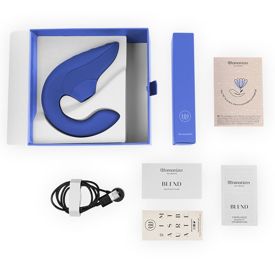 WOMANIZER - BLEND RABBIT VIBRATOR STIMULATOR VIBRANT BLUE