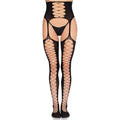 LEG AVENUE - 1968 STRÜMPFE MIT ANGENÄHTEM STRUMPFHALTER, SCHWARZ - EINHEITSGRÖSSE
