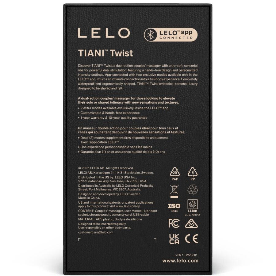 LELO - TIANI TWIST PAARVIBRATOR ZARTROSA