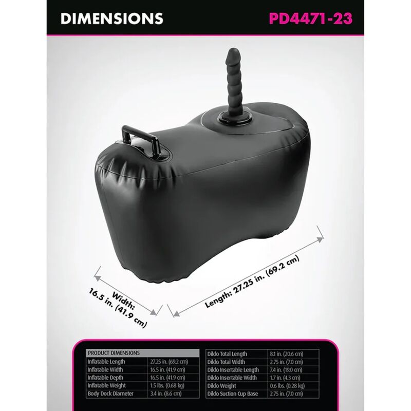 FETISH FANTASY SERIES - AUFBLASBARER LIEBESSITZ BODY DOCK MIT DILDO 69,2 CM SCHWARZ