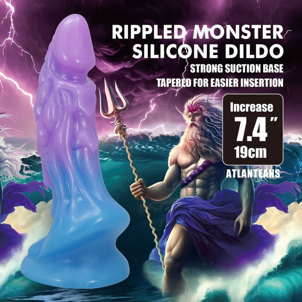 POWER MONSTERS - ATLANTEANS REALISTISCHER DILDO MIT SAUGNAPF 19 CM Ø 5 CM BLAU &amp; LILA