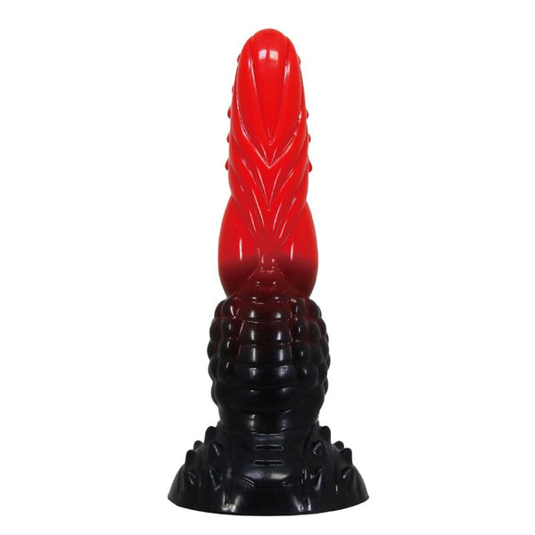 POWER MONSTERS – FEUERDRACHEN-FANTASIE-DILDO MIT SAUGNAPF 24,5 CM Ø 5,8 CM ROT &amp; SCHWARZ