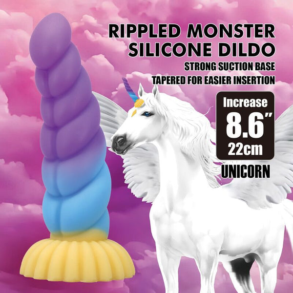 POWER MONSTERS - EINHORN DREIFARBIGER FANTASIE-SILIKONDILDO 22 CM Ø 5 CM