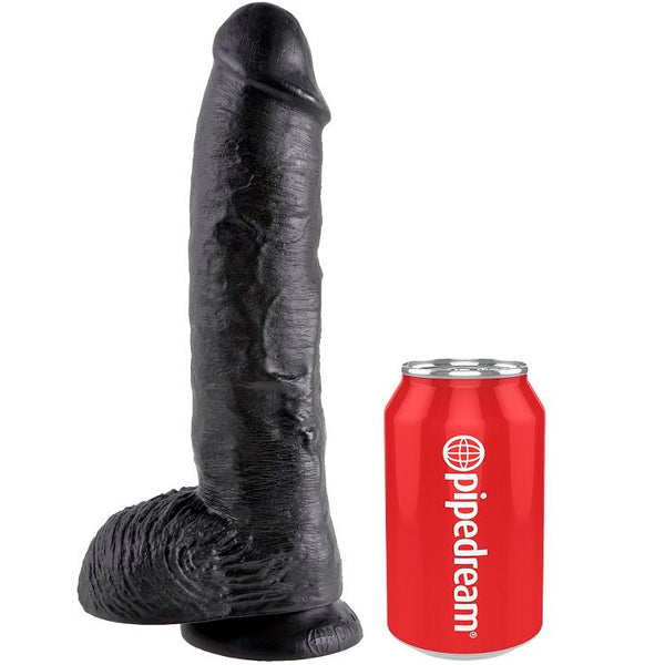 KING COCK - DILDO SCHWARZ MIT EIER 25.4 CM
