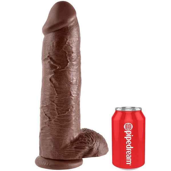 KING COCK - DILDO BRAUN MIT EIER 30.48 CM