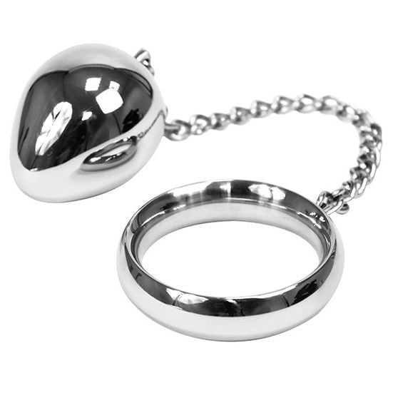 METAL HARD - COCKRING 50MM + KETTING MET METALEN BAL