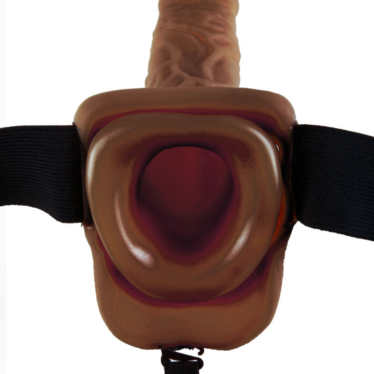 FETISH FANTASY SERIE - 9 HOLLE STRAP-ON MET BALLEN 22,9 CM BRUIN