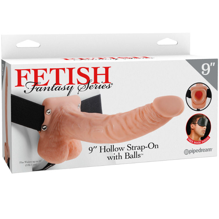 FETISH FANTASY SERIES - 9 HOLLOW STRAP-ON WITH BALLS 22.9 CM FLESH