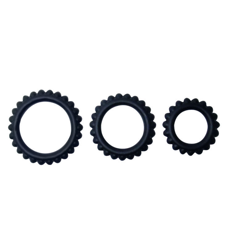 BAILE - TITAN SET 3PCS COCKRING NOIR 2,8 + 2,4 + 1,9 CM 
