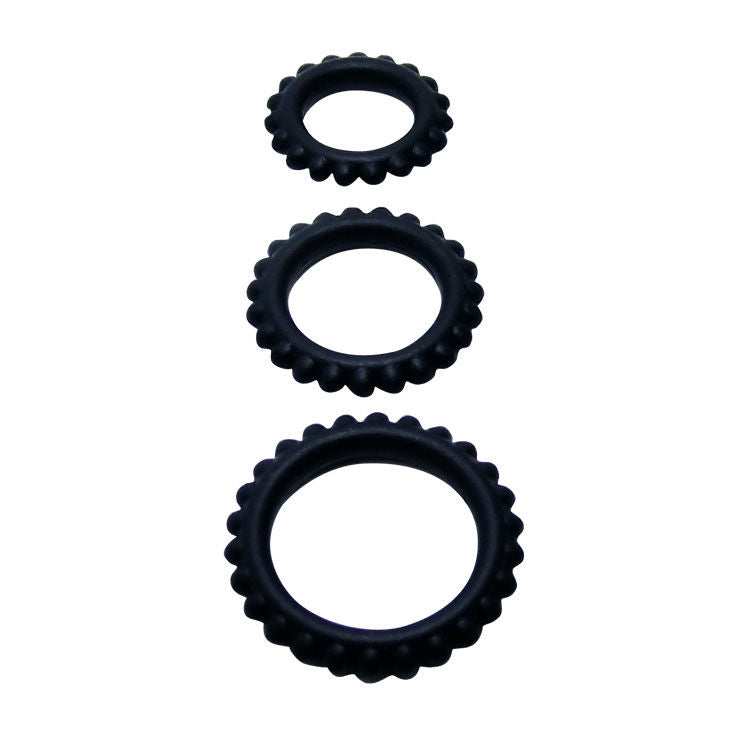 BAILE - TITAN SET 3PCS COCKRING NOIR 2,8 + 2,4 + 1,9 CM 