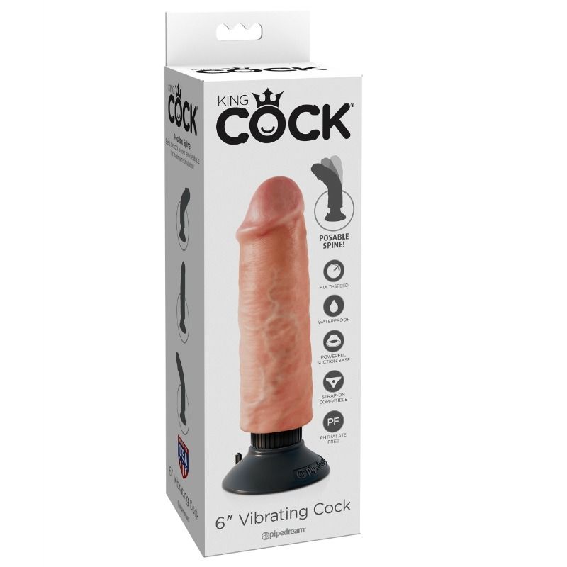 KING COCK - VIBRATORDILDO 15.24 CM NATÜRLICH