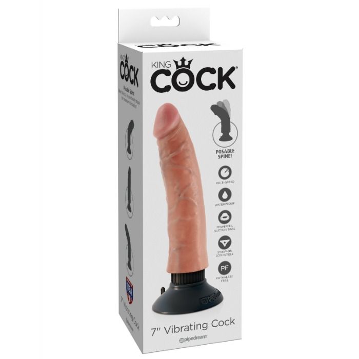 KING COCK - VIBRATEUR DILDO 17,78 CM NATUREL
