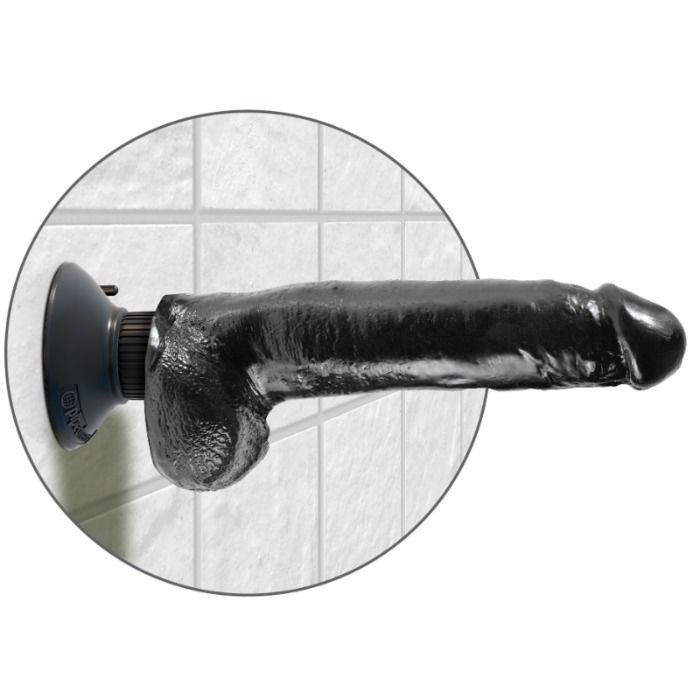 KING COCK - VIBRERENDE DILDO MET TESTIKELEN 23 CM ZWART