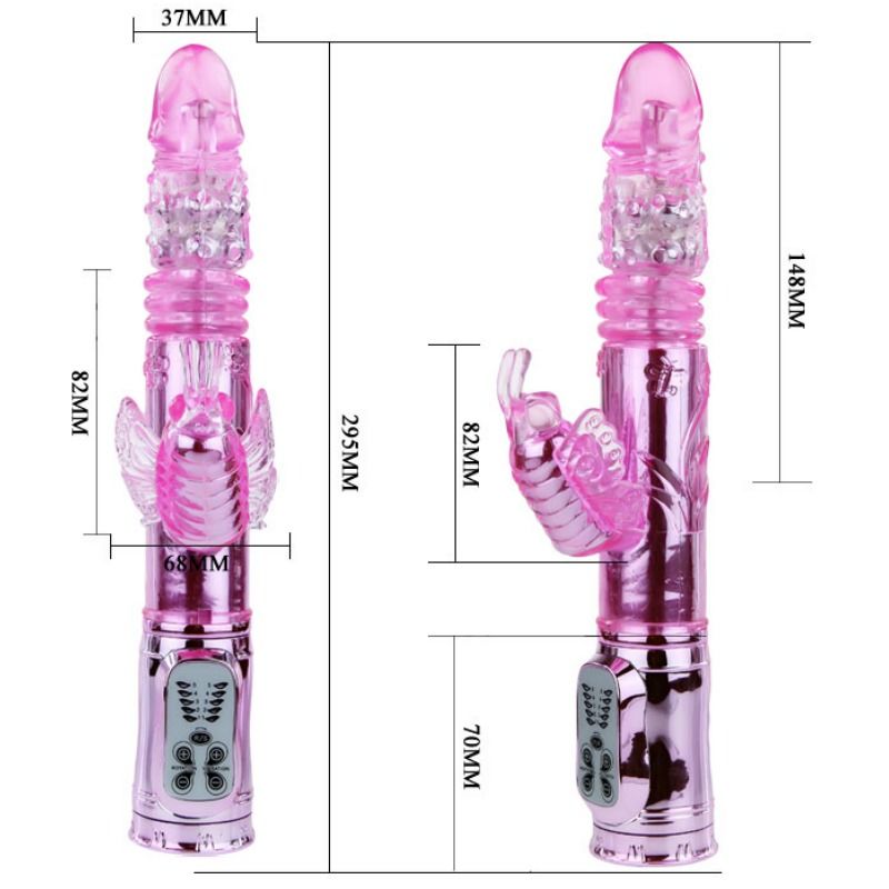 BAILE - OPLAADBARE VIBRATOR MET ROTATIE EN BOTTERENDE VLINDERSTIMULATOR
