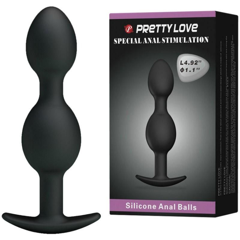 PRETTY LOVE - SILICONEN ANALE BALLEN 12,5 CM ZWART