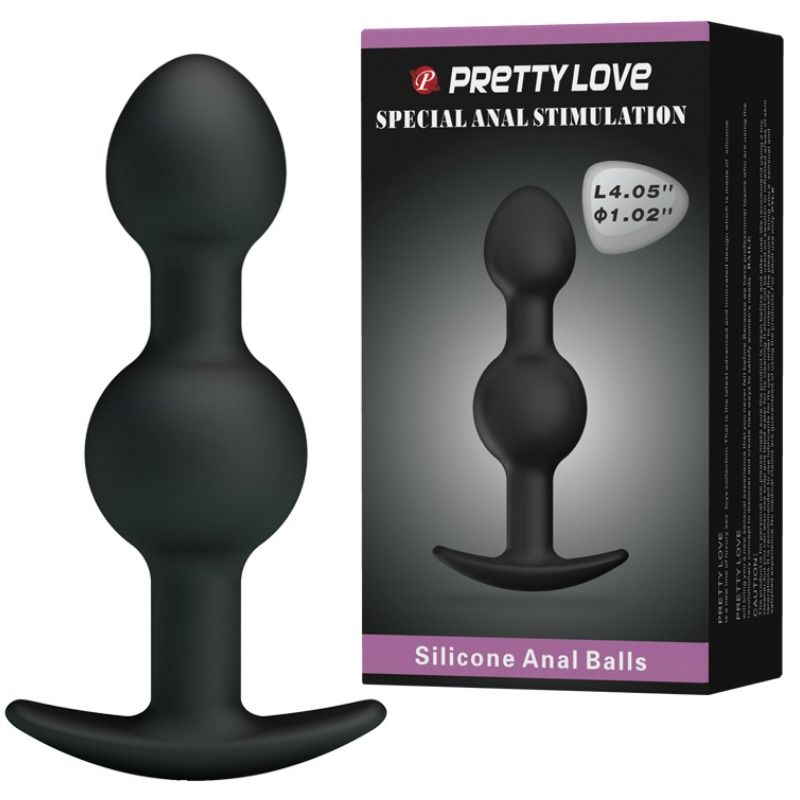 PRETTY LOVE - BOULES ANALES EN SILICONE AVEC STIMULATION SPÉCIALE 10,3 CM NOIRES