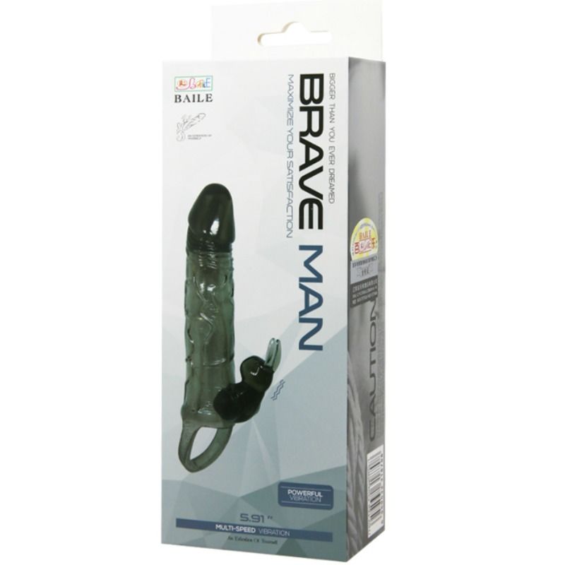 BAILE - BRAVE MAN PENIS COVER MET KONIJN ZWART 16,5 CM