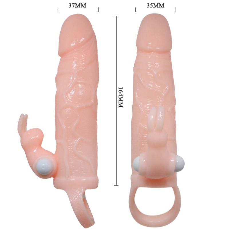 BAILE - DAPPERIGE MAN PENISBESCHERMING MET KONIJN EN DUBBELE MOTOR VLEES 16,5 CM