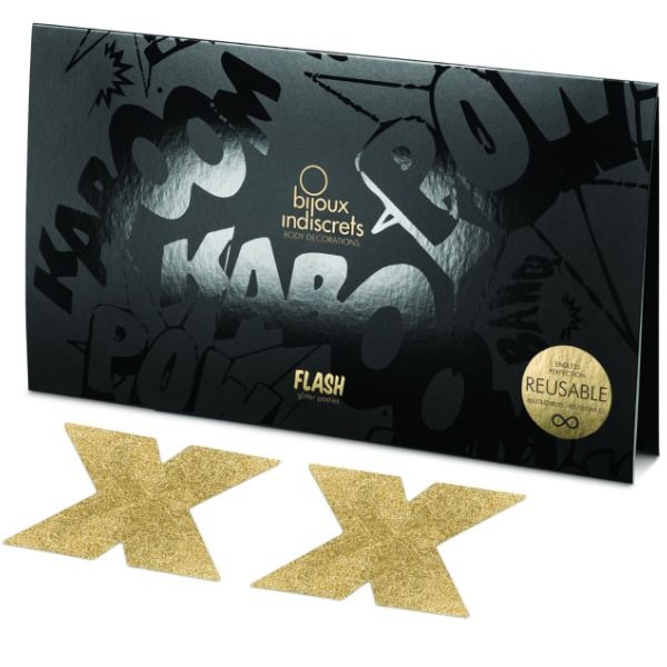 BIJOUX - CACHE-TÉTONS INDISCRETS FLASH CROSS GOLD