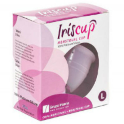 IRISCUP - GROTE ROZE MAANDBEKER + GRATIS STERILISATORTAS