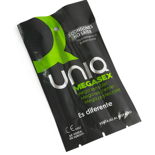 UNIQ - PRÉSERVATIFS SENSITIVES SANS LATEX MEGASEX 3 UNITÉS
