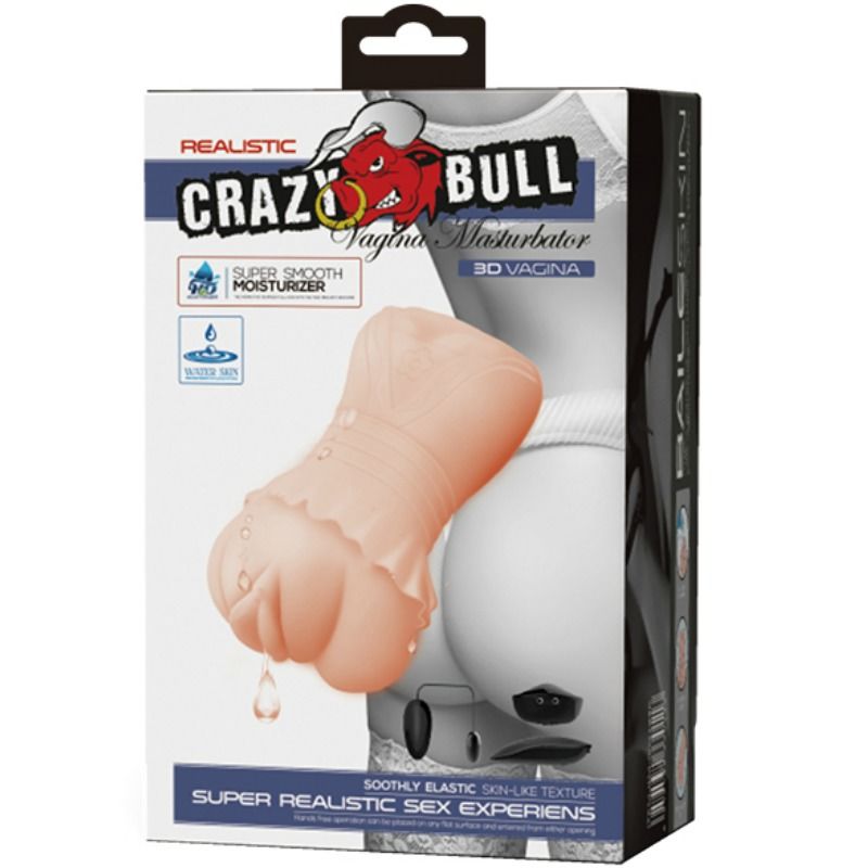 CRAZY BULL - MASTURBATEUR VAGIN À PEAU D'EAU AVEC BOULES VIBRANTES