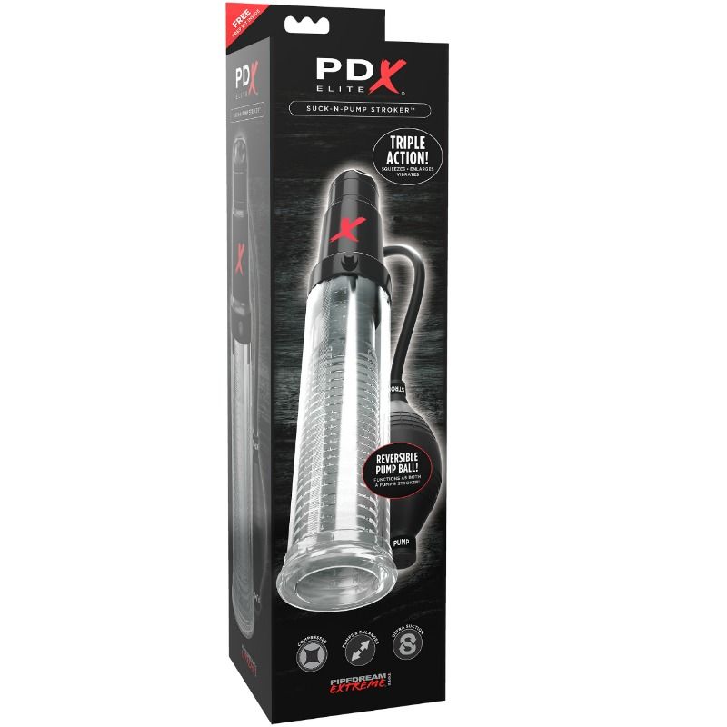 PDX ELITE - SUCK N PUMP STROKER VIBRIERENDER MASTURBATOR STIMULIERENDE WELLENPUMPE