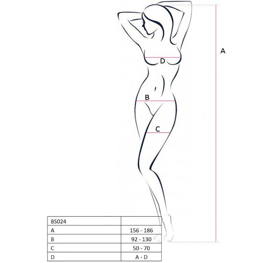 PASSION - WOMAN BS024 WEISSER BODYSTOCKING, EINE GRÖSSE