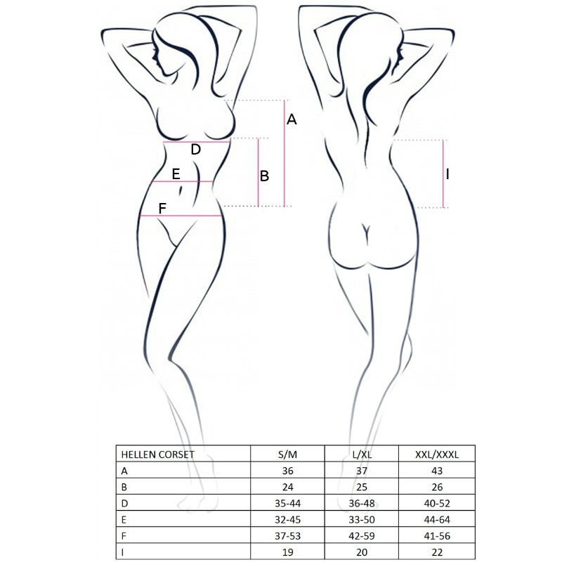 PASSION - CORSET FEMME HELLEN NOIR TAILLE L/XL