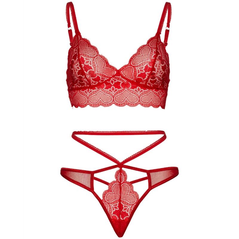 LEG AVENUE - 2-delige set, kanten bralette en string M/L 