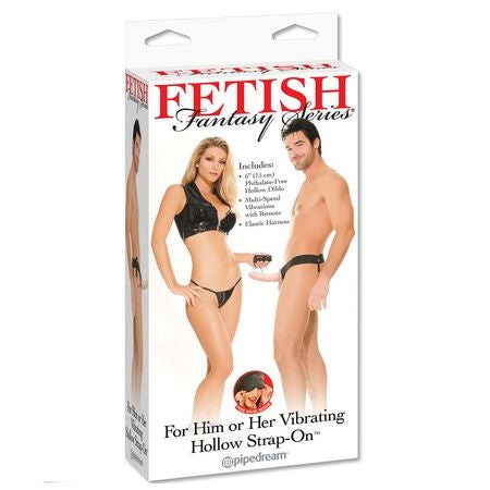 FETISH FANTASY SERIES - HARNAIS VIBRATEUR CREUX POUR ELLE ET LUI, NATUREL, 14 CM