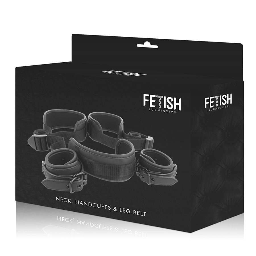 FETISH SUBMISSIVE - OPEN LEGS POSITION WITH NOPRENE-LINED HANDCUFFS