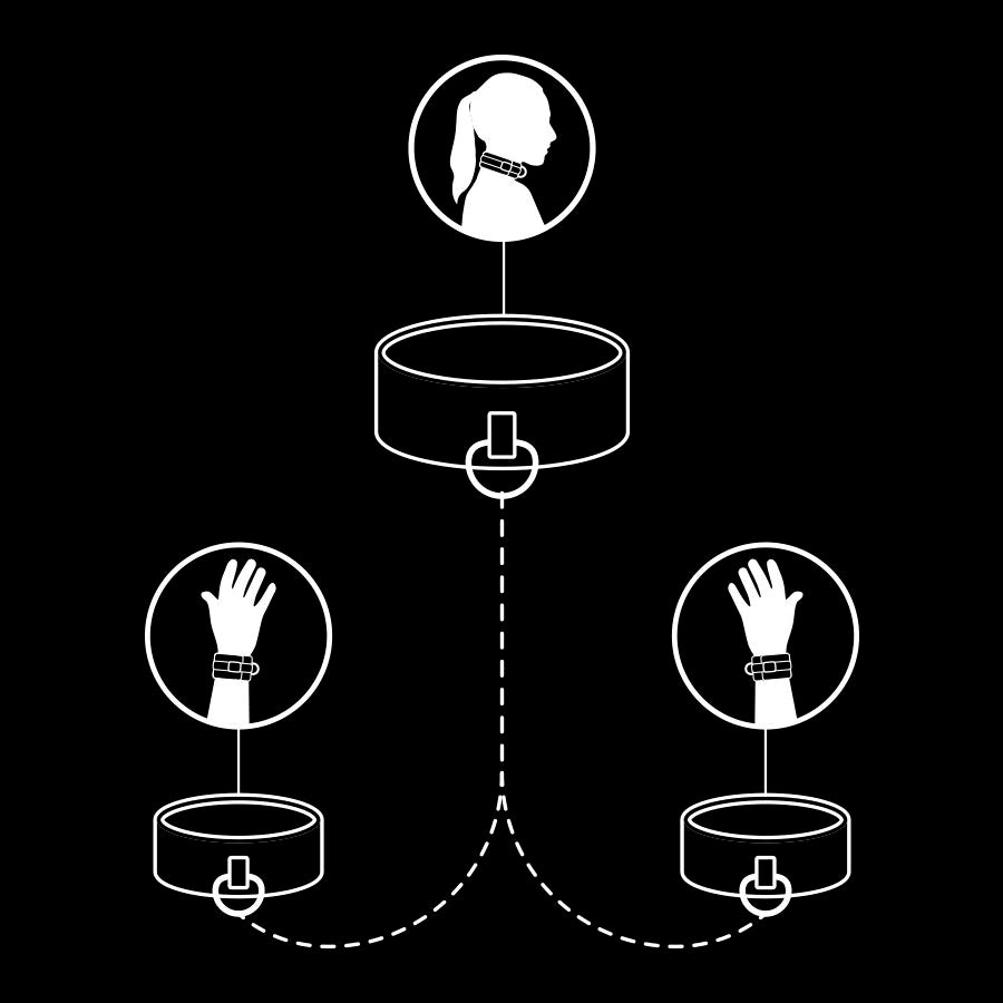 FETISH SUBMISSIVE - COLLIER ET MENOTTES EN CUIR VEGAN AVEC DOUBLURE EN NOPRÈNE