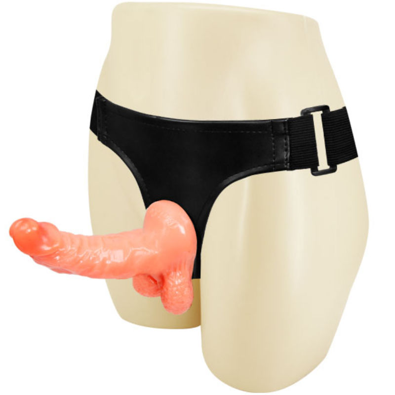 BAILE - Harnas met realistische penis en ultra-passioneel verstelbaar slipje 15,5 cm