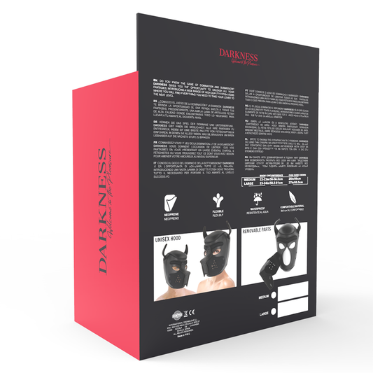 DARKNESS - MASQUE POUR CHIEN EN NÉOPRÈNE AVEC BOUCHE AMOVIBLE M