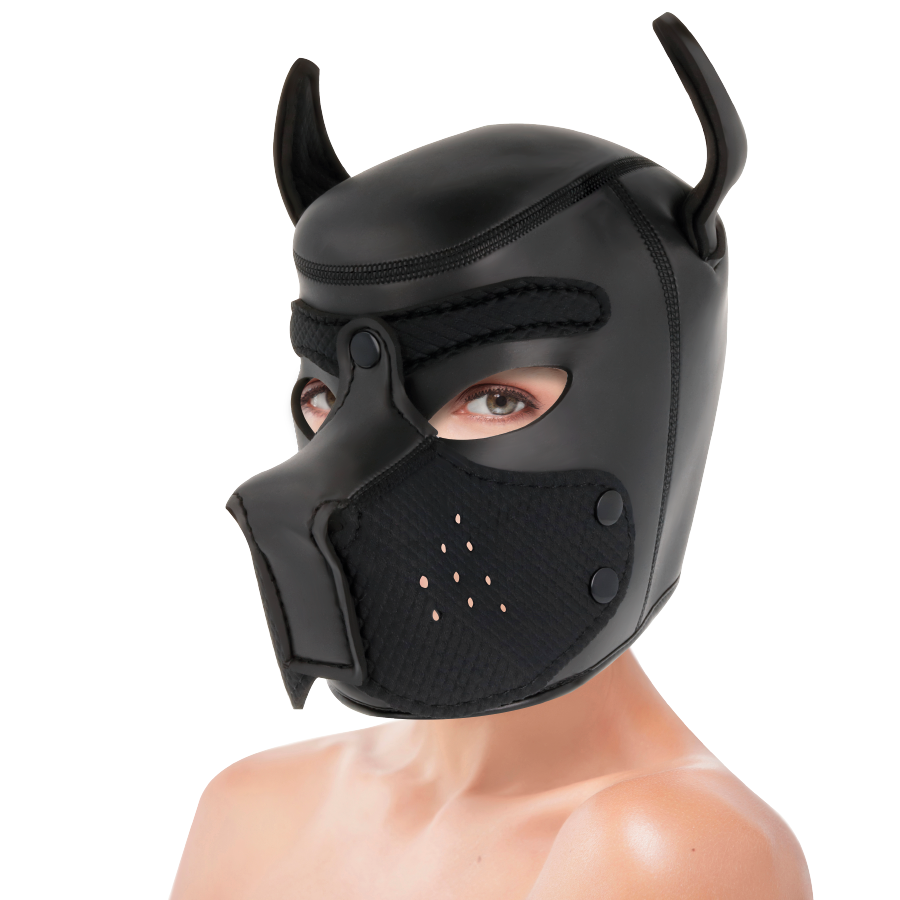 DARKNESS - NEOPREEN HONDENMASKER MET VERWIJDERBARE MOND M