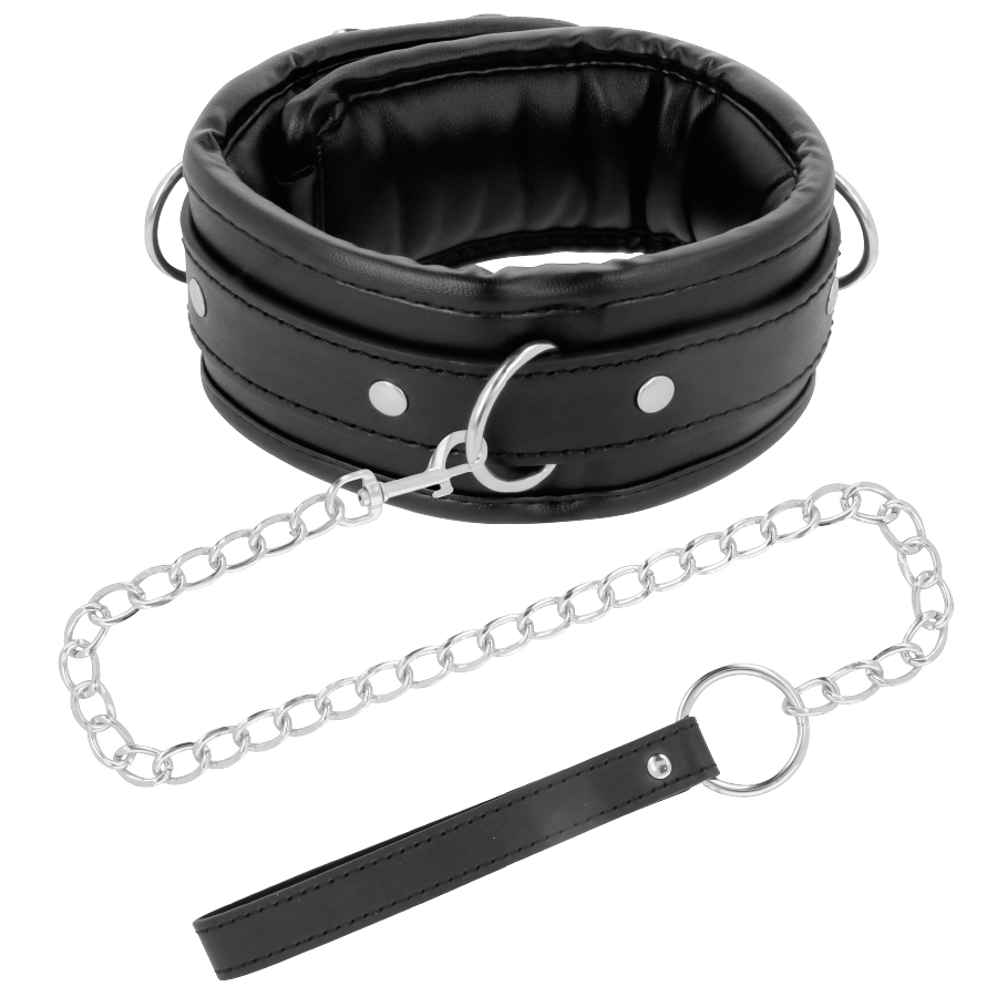 DARKNESS - ZACHTE LEDEREN KETTING MET KETTING