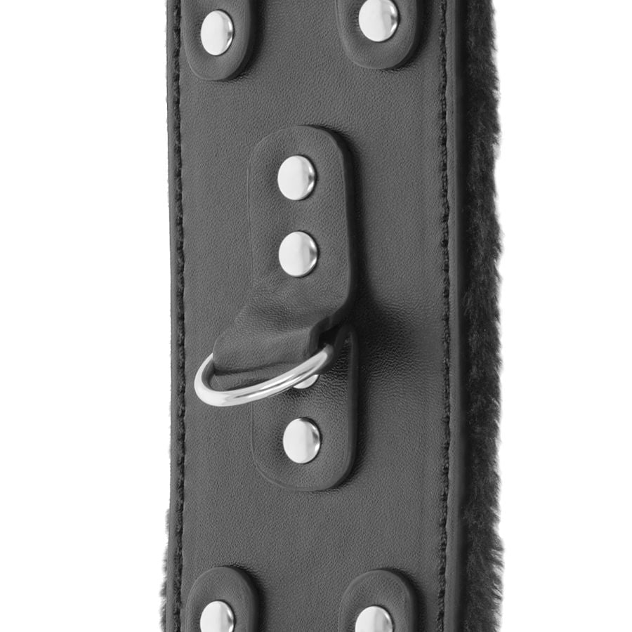 TÉNÈBRES - MENOTTES EN CUIR NOIRES RÉGLABLES AVEC DOUBLURE