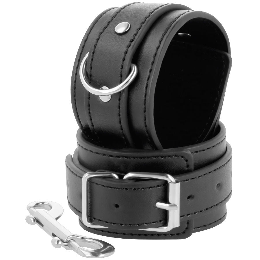 DARKNESS - BLACK ADJUSTABLE HANDCUFFS WITH DOUBLE REINFORCEMENT BAND