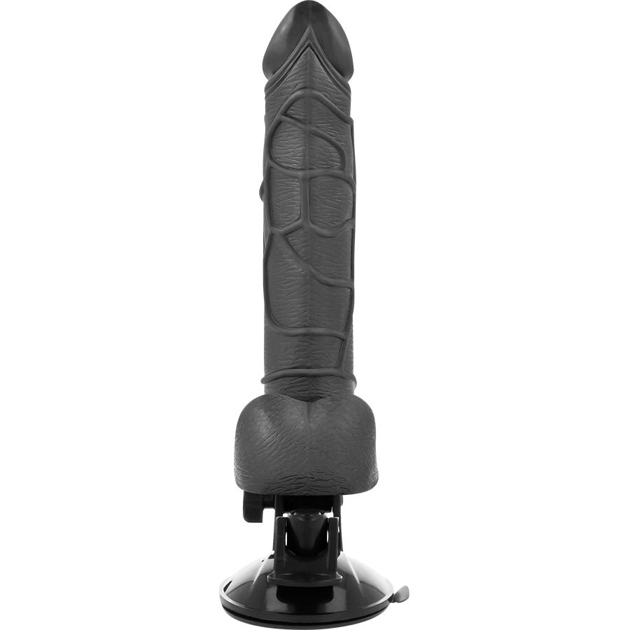 BASECOCK - REALISTIC VIBRATOR WITH REMOTE CONTROL BLACK WITH TESTICLES 19.5 CM -O- 4 CM