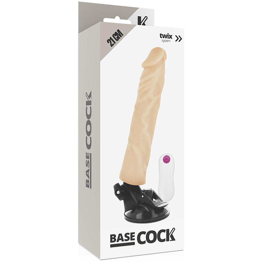 BASECOCK - REALISTIC VIBRATOR WITH REMOTE CONTROL BLACK 21 CM -O- 4 CM