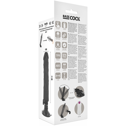 BASECOCK - REALISTISCHER VIBRATOR MIT FERNBEDIENUNG SCHWARZ 21 CM -O- 4 CM