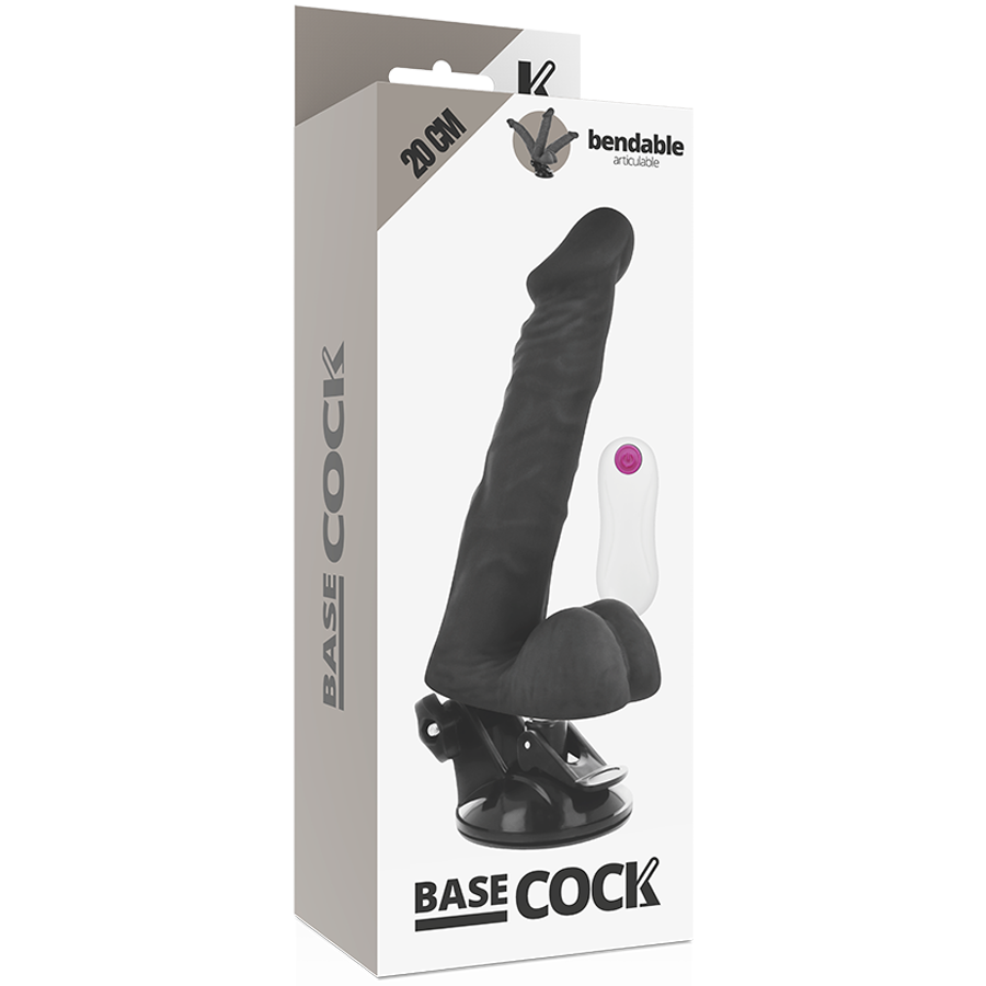 BASECOCK - VIBRATEUR ARTICULÉ AVEC TÉLÉCOMMANDE NOIR 20 CM -O- 4,5 CM