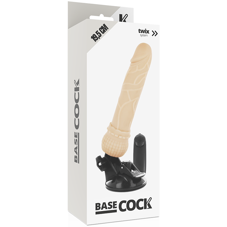 BASECOCK - REALISTISCHE VIBRATOR MET AFSTANDSBEDIENING ZWART 19,5 CM -O- 4 CM