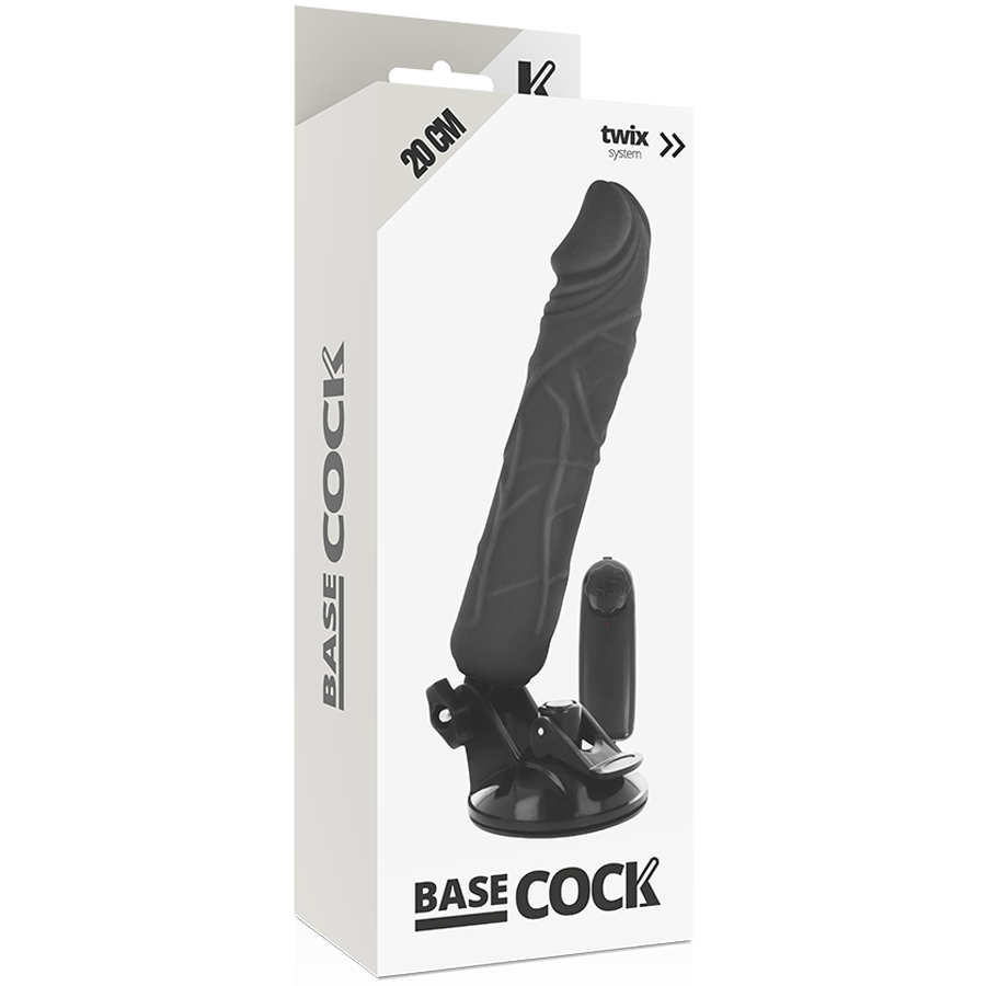 BASECOCK - VIBRATEUR RÉALISTE AVEC TÉLÉCOMMANDE NOIR 20 CM -O- 4 CM