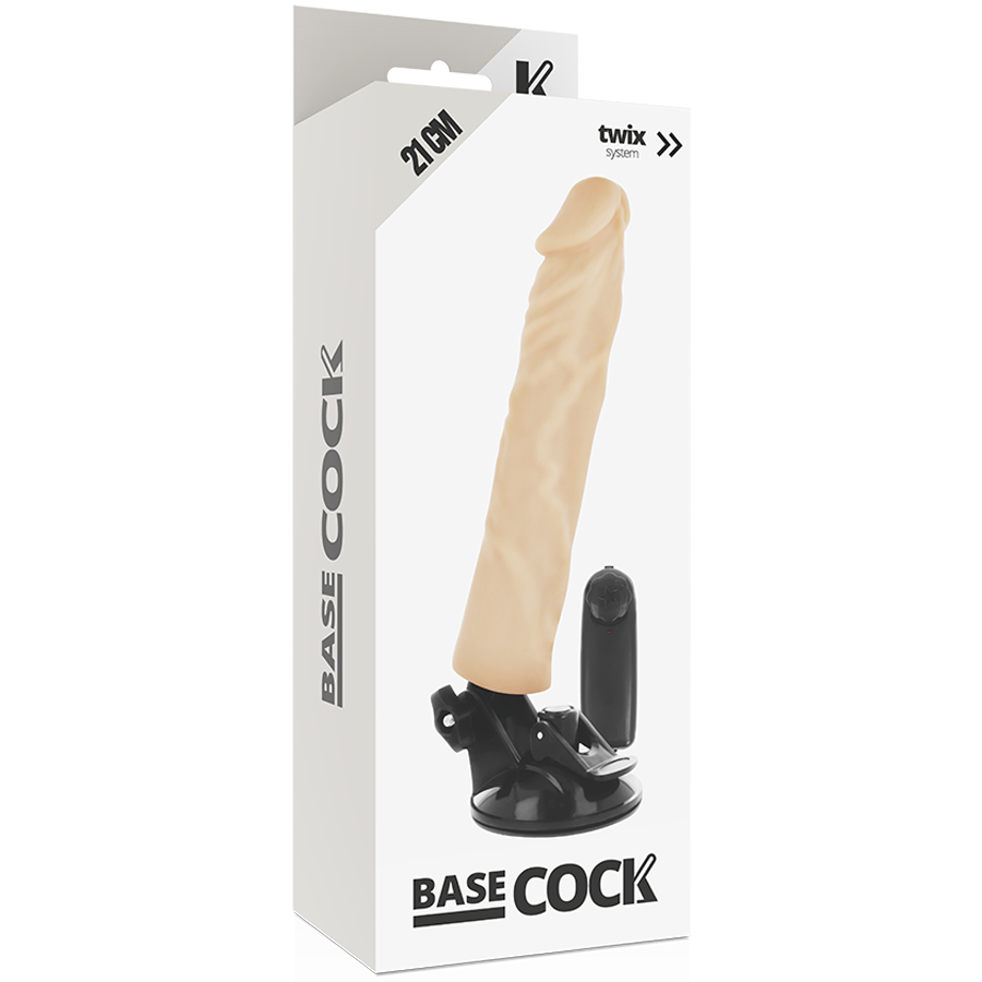 BASECOCK - VIBRATEUR RÉALISTE AVEC TÉLÉCOMMANDE NOIR 21 CM -O- 4 CM